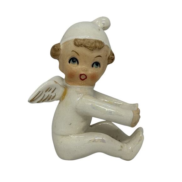 1950s Angel Candle Hugger Climber Opalescent Lustreware Japan Vintage Christmas - Picture 1 of 16